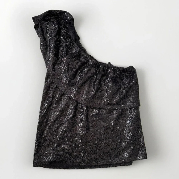 BB Dakota one shoulder top size XS black Sequin Trendy Sparkly Girly - Picture 1 of 5